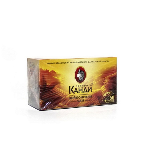 Чай черн. пак. ПРИНЦЕССА КАНДИ 100 гр. 50 пак. Цейлонский с/я карт. кор.