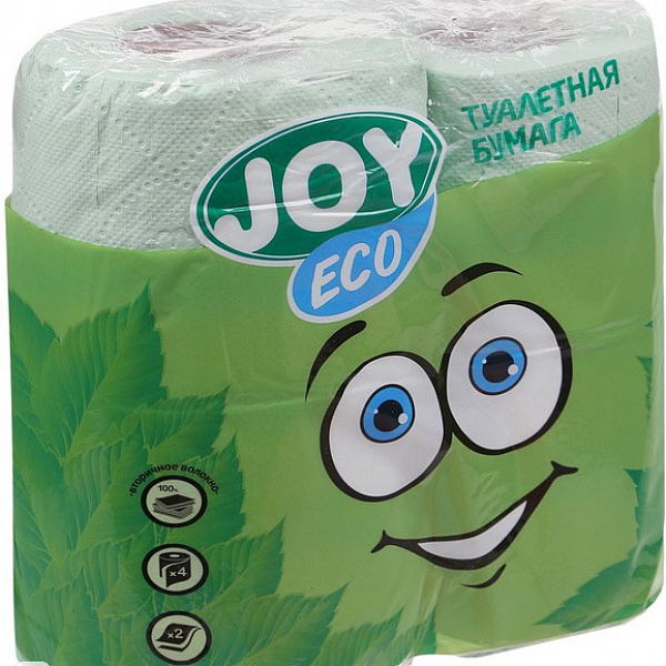 Туалетная бумага Joy Eco 2 слоя 4 шт. Зеленая