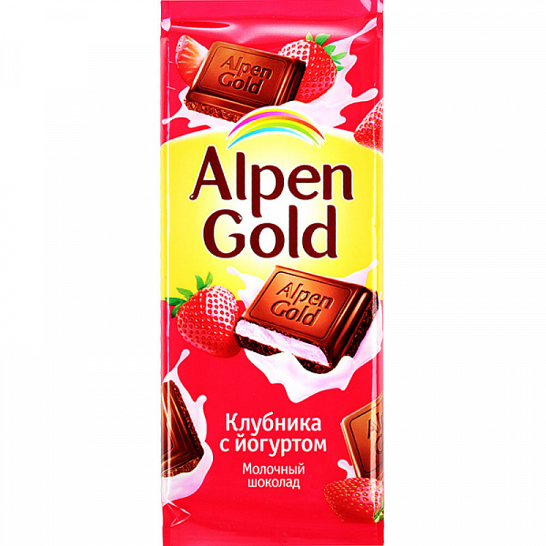 Шоколад плиточный ALPEN GOLD 85 гр. Клубника с йогуртом