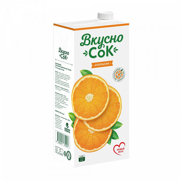 Напиток сокосодержащий ВКУСНО СОК 950 мл. Апельсиновый